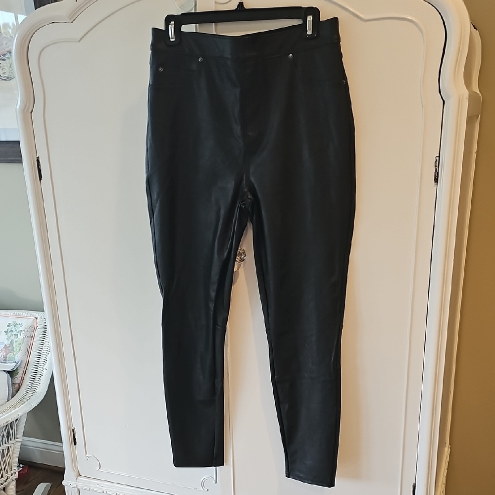 SPANX Black Leather Look Leggings